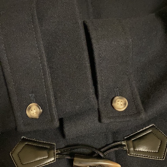 ☃️Liz Claiborne Womens Duffle Hooded Toggle Coat Wool Blend - Navy Blue (Large) - Picture 5 of 14